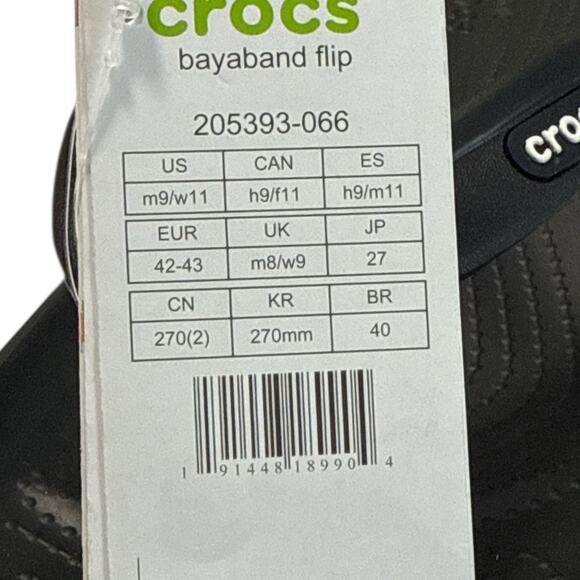 Crocs Flip Flops Men Sandals Black-White Water Friendly Lightweight SZ/ M-9 W-11 - Picture 10 of 10